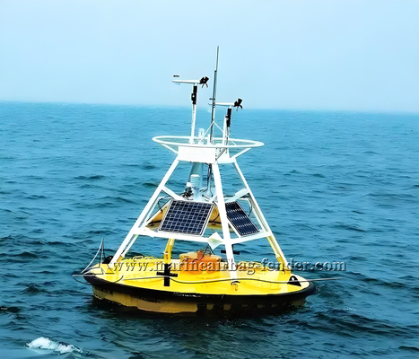 Bouée marine cylindrique Bouée océanique personnalisée avec panneaux solaires / Données en temps réel