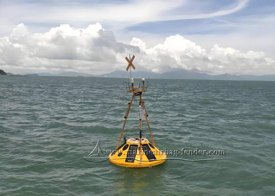 Bouée marine cylindrique Bouée océanique personnalisée avec panneaux solaires / Données en temps réel